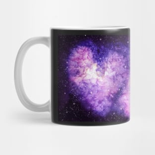 Watercolor Heart Shape Galaxy and Starry Sky Mug